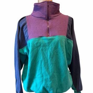 Vintage 80s Colorblock Fleece Pullover